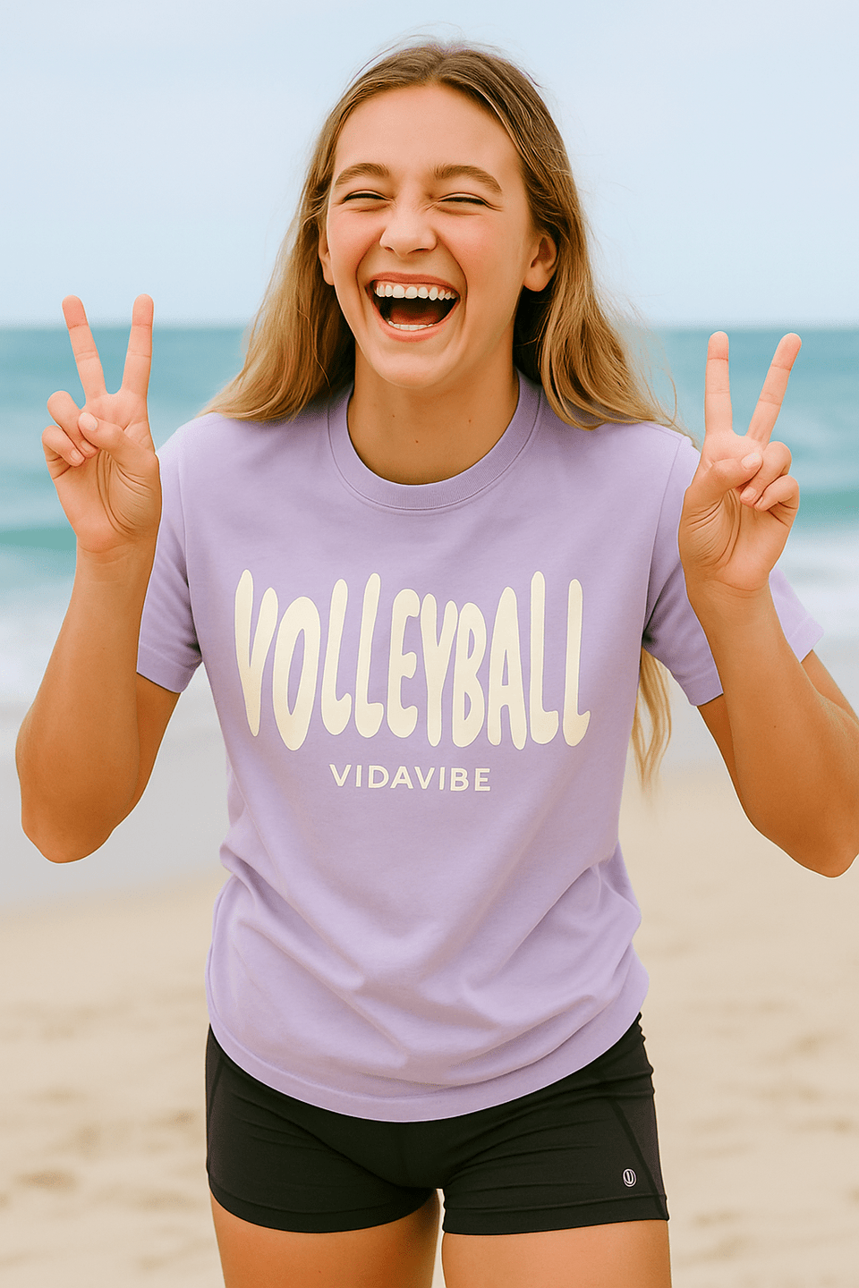 Lilac and White Volleyball Tee